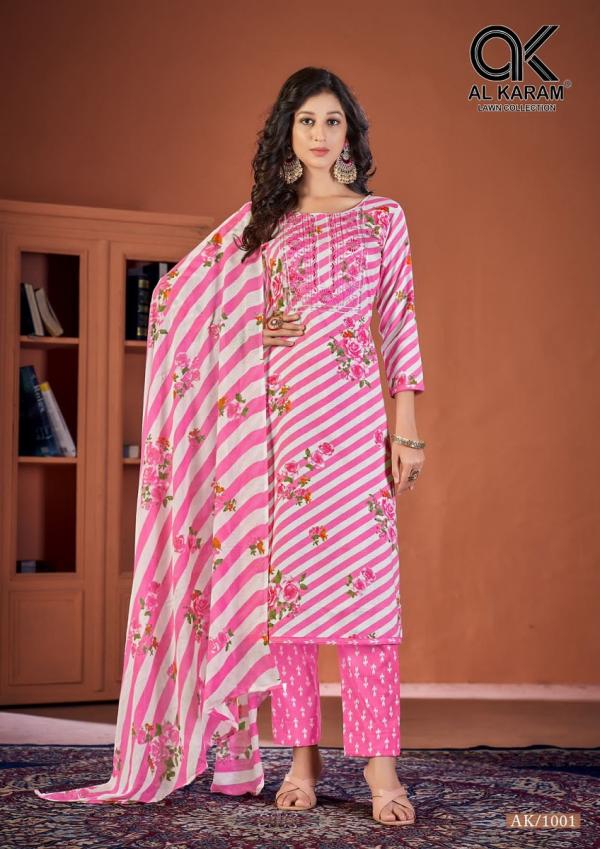 Al Karam Heritage Self Embroidery Work  Lawn Cotton Dress Material Collection